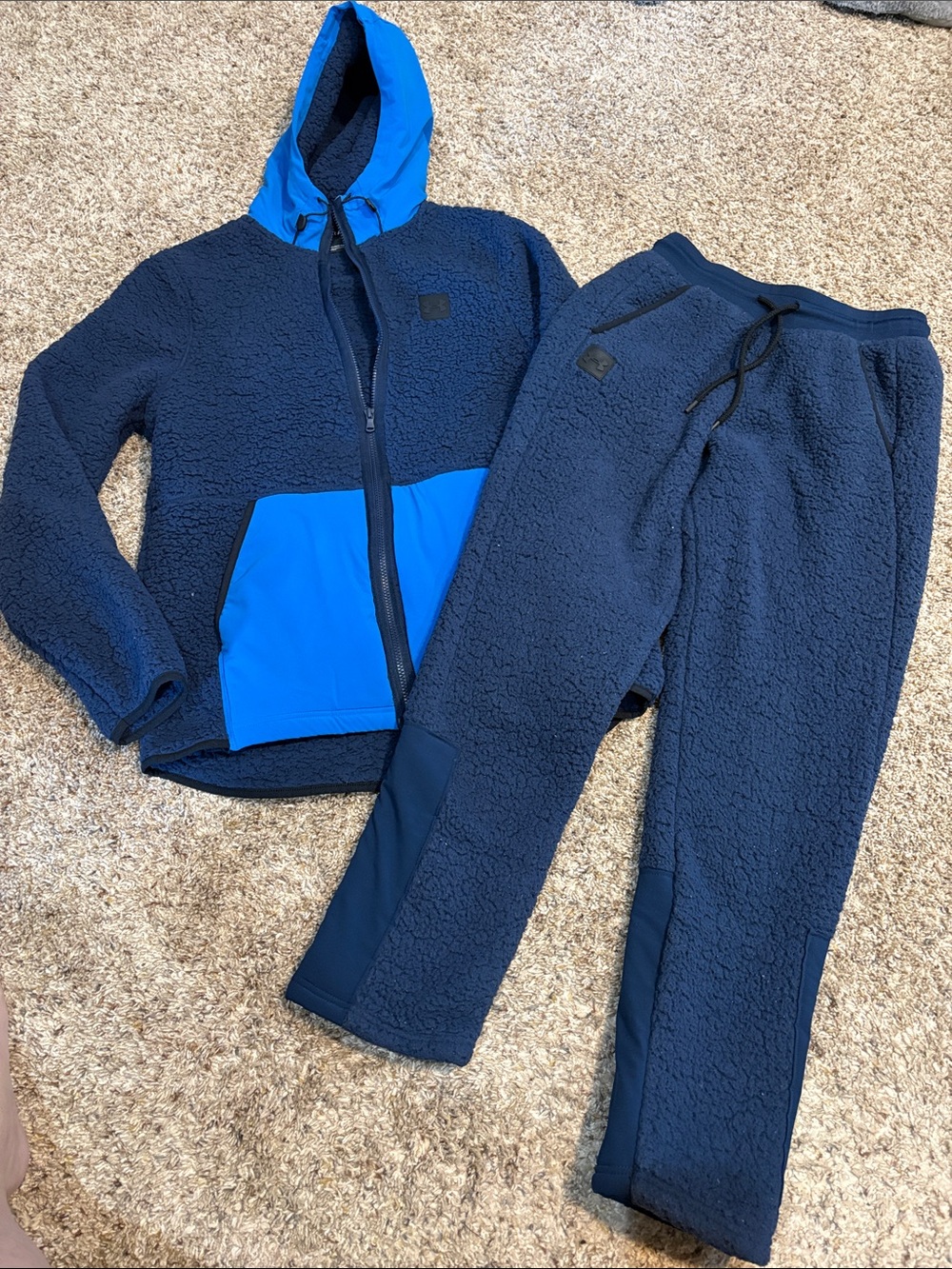 Under Armour Navy Blue Sherpa Fleece Zip Up Hoodie and Pants